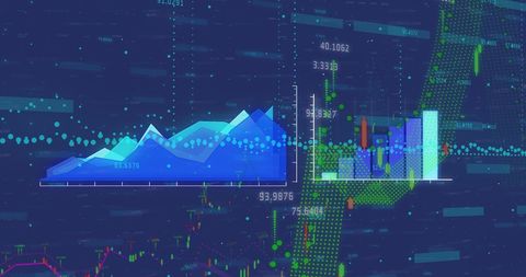 Digital Interface with Financial Data Analytics and Graphs - Download Free Stock Images Pikwizard.com
