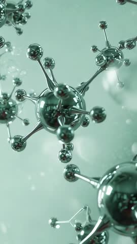 Gliding Past Metallic Molecular Spheres in Fluid Chamber, Futuristic Vertical Tech Loop