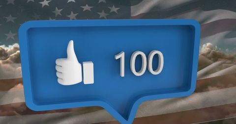 Social Media Engagement with American Flag in Background