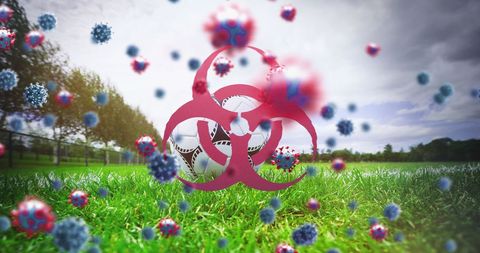 Coronavirus Impact on Soccer: Biohazard Symbol in Empty Stadium - Download Free Stock Images Pikwizard.com