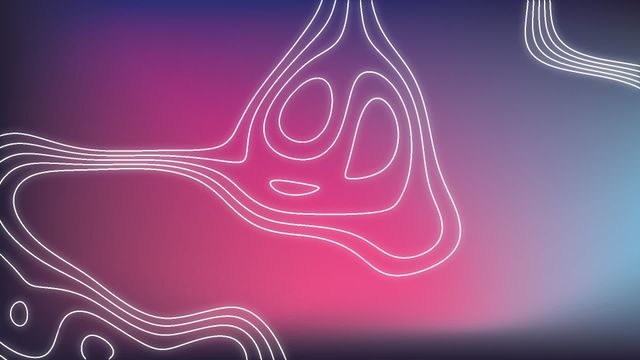 This video shows an abstract contour map featuring organic white lines against a pink and blue gradient background. Use this visually intriguing graphic for modern design projects, presentations related to global health, digital art, or educational material on virus transmission. The vibrant and dynamic design lends itself well to visually engaging content in technology, healthcare, and creative fields.