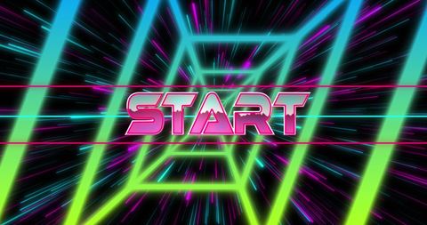 Retro Neon Start with Vivid Tunnel Effect - Download Free Stock Images Pikwizard.com