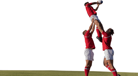 transparent teamwork achieving line-out catch in rugby match - Download Free Stock Videos Pikwizard.com