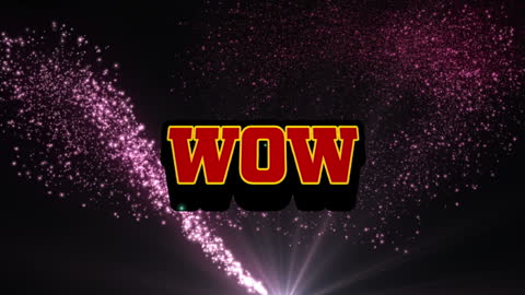 Vibrant "WOW" Text with Cosmic Light Display