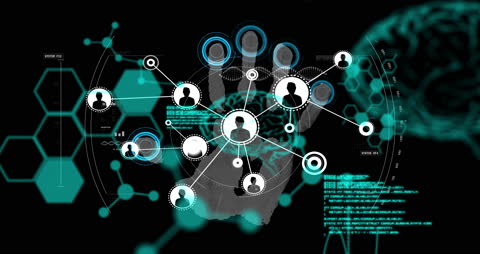 Futuristic Biometric Network Technology Interface Visualization