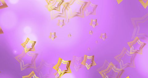 Floating Golden Stars on Pink Background for Festive Celebration