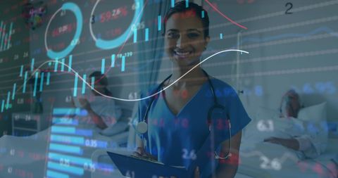 Doctor Analyzing Digital Medical Data Infusion