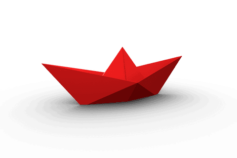 Red paper boat on transparent background illustration