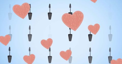 Mascara and Heart Icons on Blue Background for Fashion Themes - Download Free Stock Images Pikwizard.com