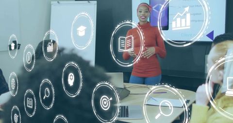 Business presentation and innovation with digital icons