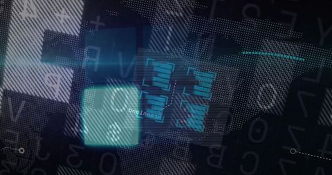 Futuristic Digital Interface with Glowing Rectangles and Data Visualizations