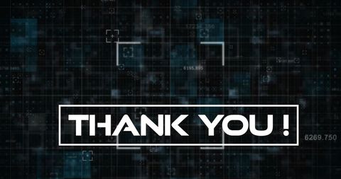 Digital gratitude message overlay with data grid background