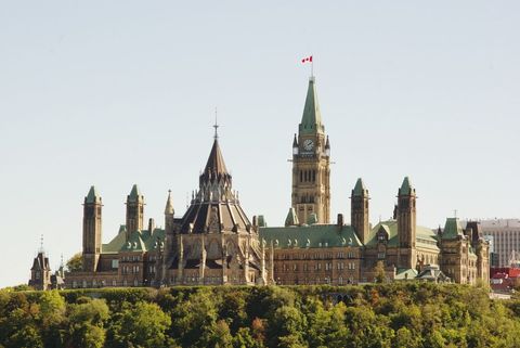 Majestic View of Historical Gothic Revival Parliament Hill in Ottawa