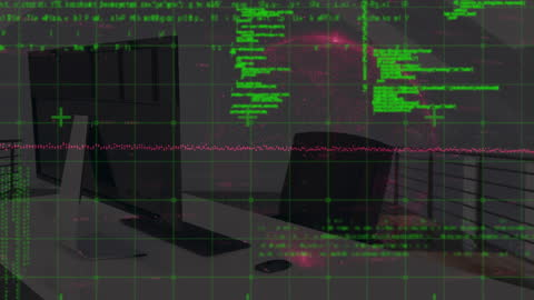 Financial Data Processing Interface Overlaid on Office Scene