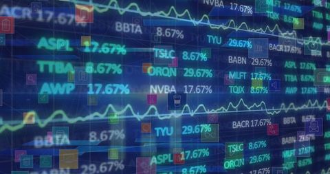 Financial data over digital interface with stock market analytics