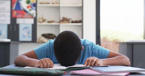 Young Student Overwhelmed During School Study Session - Download Free Stock Images Pikwizard.com