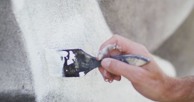 Person Painting Wall with Paintbrush Close-Up - Download Free Stock Images Pikwizard.com