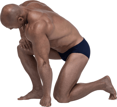Transparent Male Athlete Kneeling in Exercise Pose - Download Free Stock Videos Pikwizard.com
