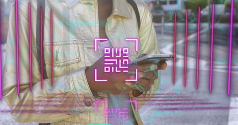 woman using smartphone with qr code scanner overlay - Download Free Stock Images Pikwizard.com