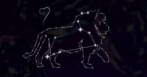 Digital glowing leo zodiac constellation