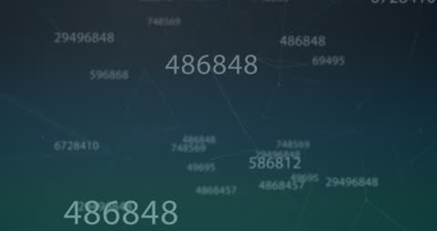 Abstract Network of Numbers on Green Background