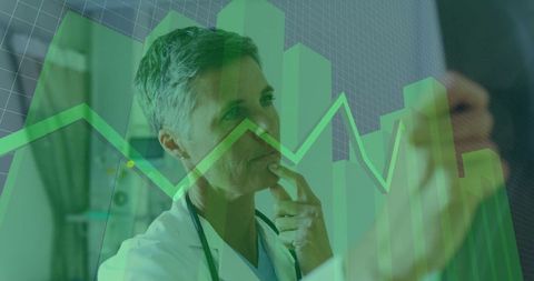 Doctor analyzing digital healthcare data for innovative solutions