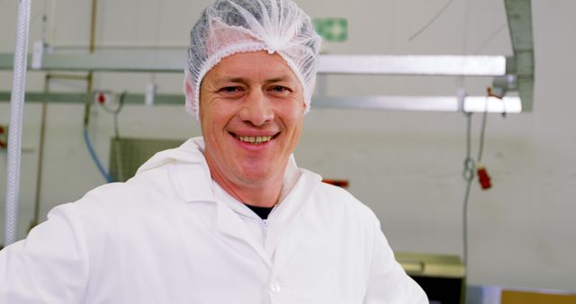 Butcher Smiling in Meat Shop with Hands on Hips - Download Free Stock Images Pikwizard.com