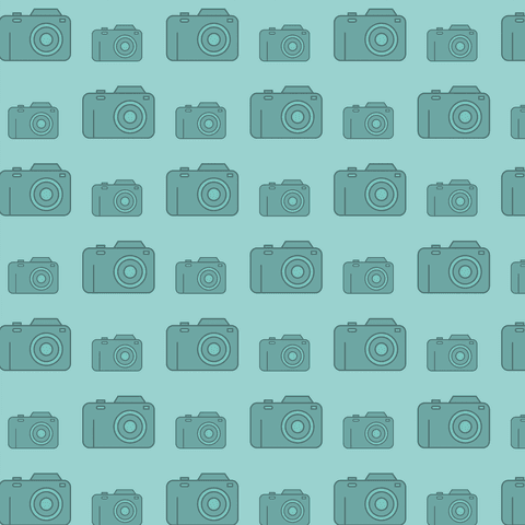 Illustration depicts repeating blue camera design on transparent background ideal for websites, backgrounds, or graphic design. Versatile for textile design, wallpapers, or stationery.