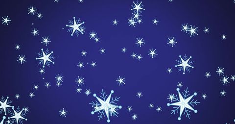 Festive Snowflakes Falling on Deep Blue