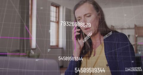 Caucasian Woman Engaging in Smartphone Data Communication