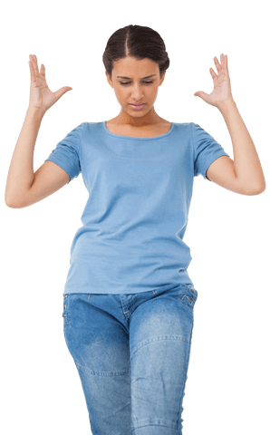 transparent image of nervous woman raising hands in anxiety - Download Free Stock Videos Pikwizard.com
