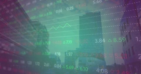 Stock Market Data Overlay with Modern Cityscape Background - Download Free Stock Images Pikwizard.com