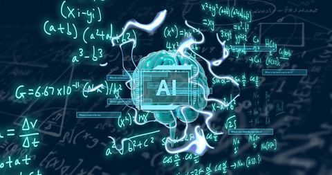 AI Technology and Mathematical Equations Illuminating Digital Brain - Download Free Stock Images Pikwizard.com