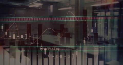 Financial Data Processing with Bar Chart in Modern Office