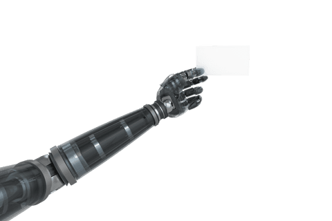 Transparent Robotic Arm Presenting Blank Card - Download Free Stock Videos Pikwizard.com