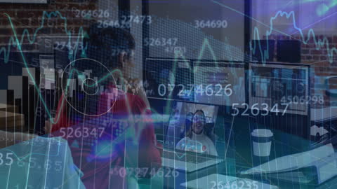 Business Professionals Analyzing Financial Data on Screen