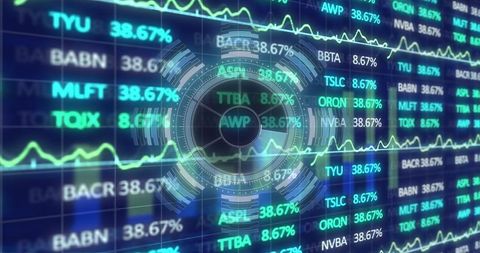 Digital Radar Overlay on Financial Data and Stock Market Graphs