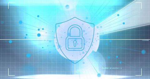 Digital Shield with Padlock Illustrating Cybersecurity Concept