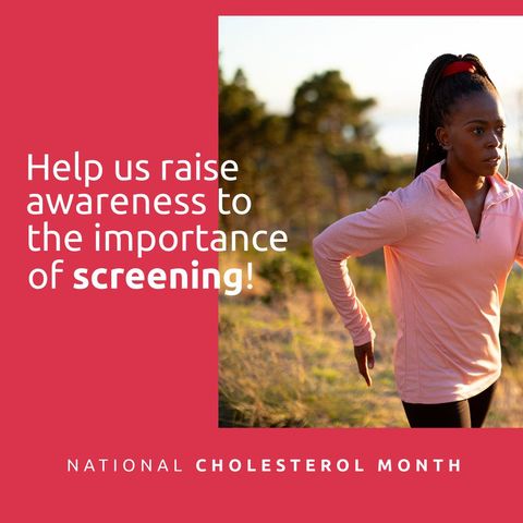 African american woman running for cholesterol awareness campaign