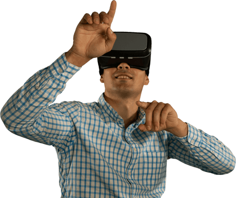 Man Experiencing Virtual Reality with Transparent Headset - Download Free Stock Videos Pikwizard.com