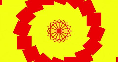 Abstract red geometric pattern on vibrant yellow background