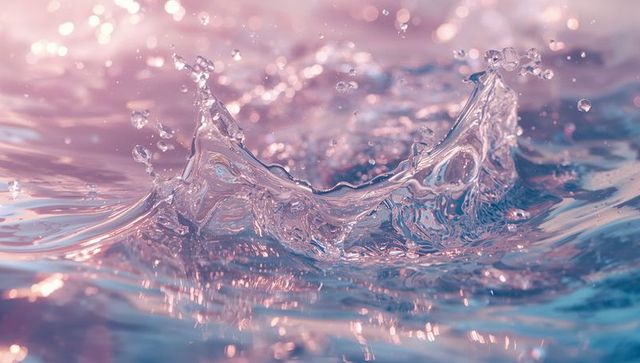 Vibrant water splash with bokeh reflection in motion