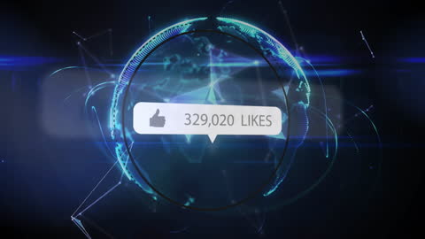 Digital Animation of Social Media Like Counter on Global Network