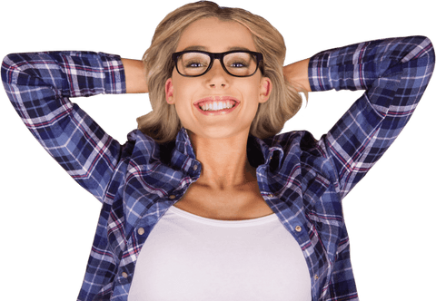 transparent smiling blonde hipster in plaid with glasses - Download Free Stock Videos Pikwizard.com