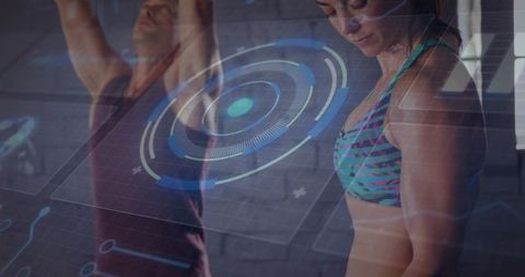 Fitness duo using augmented reality hud for posture correction, mobility tracking, workout