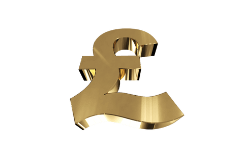 Shiny 3d pound currency symbol on transparent background