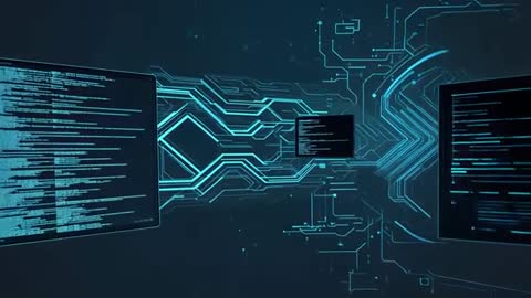 Futuristic Code Panels Reveal Neon Charge in Digital Network