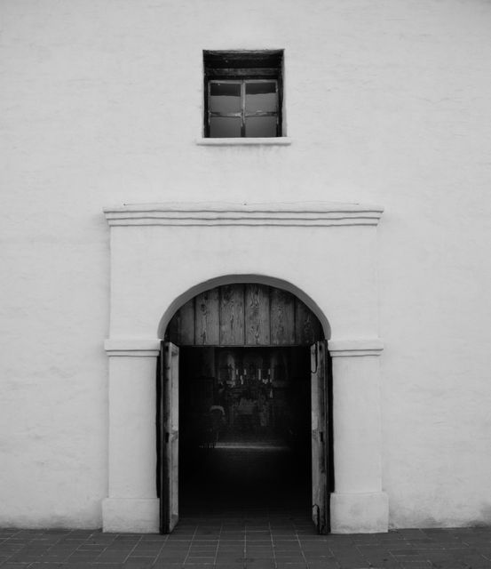 Historic Mission Entrance in Black and White - Download Free Stock Photos Pikwizard.com
