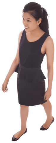 Smiling Biracial Businesswoman Walking on Transparent Background