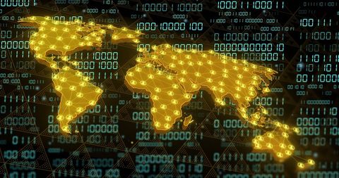 Global Connectivity Network with Binary Code Overlay - Download Free Stock Images Pikwizard.com